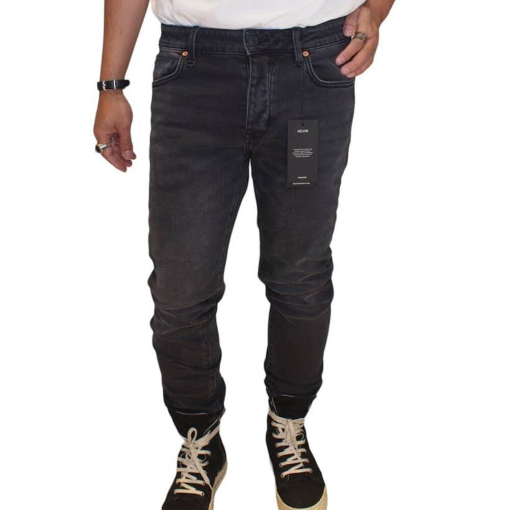 NWT Neuw Men's Denim Iggy Slim Skinny Jeans Tapered Leg Charcoal Black Gray 31